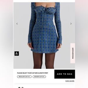 House of cb blue plaid mini dress
